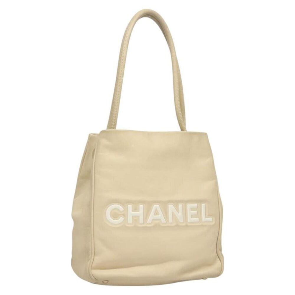 Chanel Camellia Tote Leather Beige Leather Tote Bag Bag